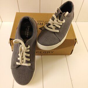 Sperry Top-Sider Tuck LTT Boys Size 4.5M Grey Tan Sneakers Back to School NIB